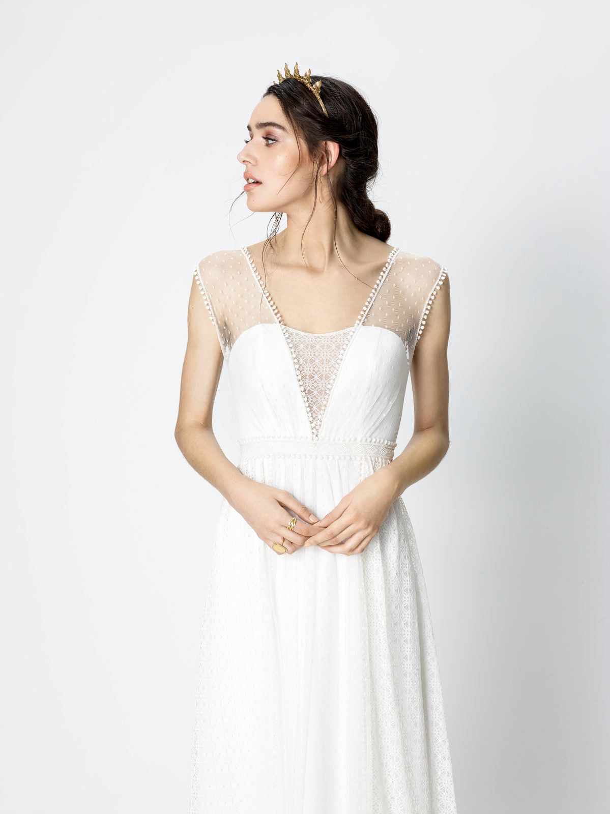 Rembo Styling Silk Tulle Soft A-Line Wedding Dresses Online - #Solid Gold